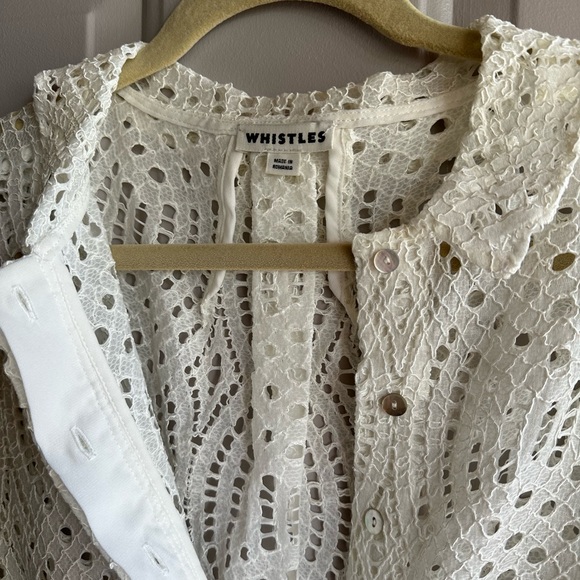 Whistles White Short Sleeve Alisa Placement Lace romper Size 8 - Picture 9 of 11